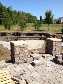Retaining Wall, Paver Patio and Firepit